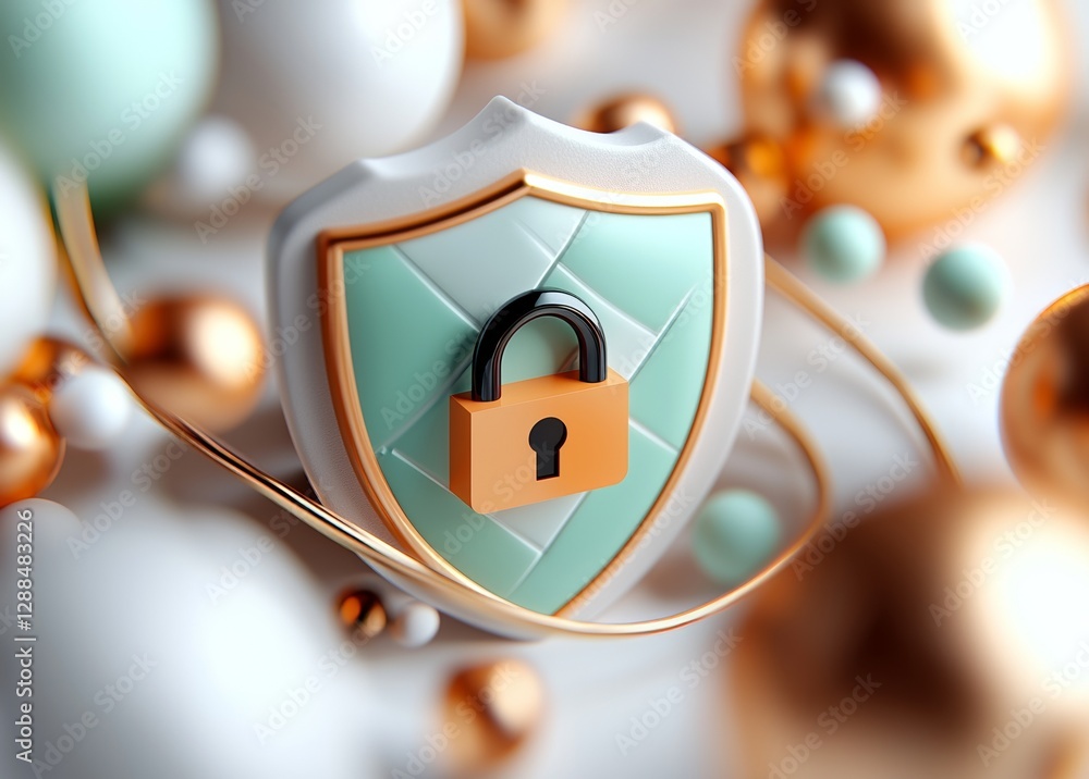 Aufkleber the concept of secure access and personal data protection is depicted in a 3d cartoon design featuri