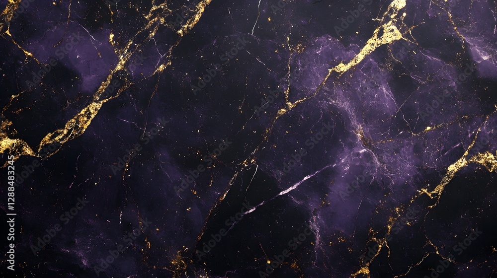 Poster Stunning abstract background with a dramatic and mesmerizing purple and gold marble texture  The image features intricate fractal patterns and a luxurious sophisticated