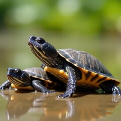 Obraz premium Endearing Baby Soft-Shelled Turtles in the Wild