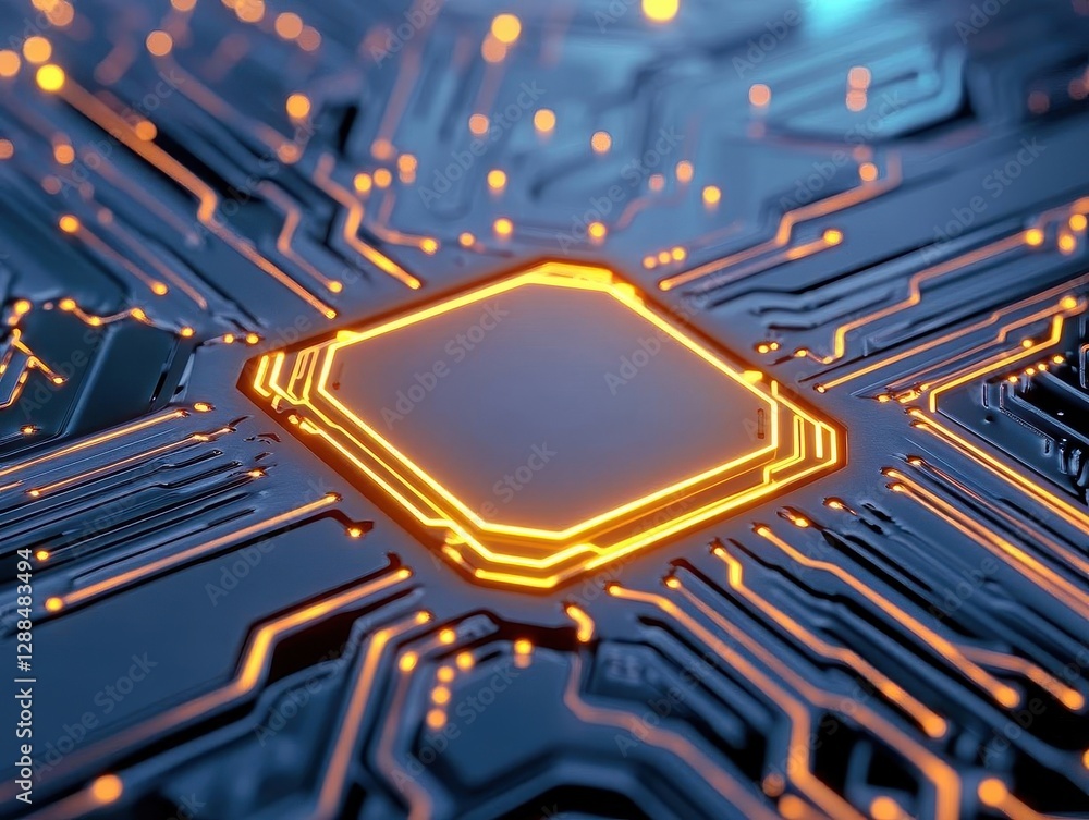 Poster futuristic circuit board glowing technological abstract background graphic resource