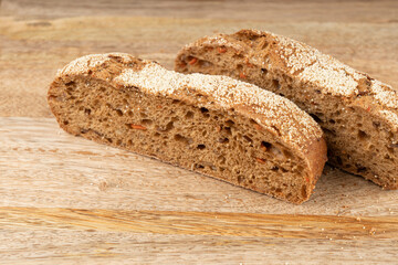 Whole wheat brown bread, fitness pumpkin carrot buns with seeds, cereal bread grain bun