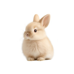 Obraz premium A cute baby rabbit is sitting on a white background