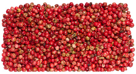 A bunch of red peppercorns, a spice for food, close up