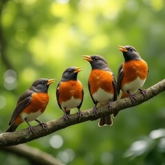 Vibrant Robin Chirping in a Forest