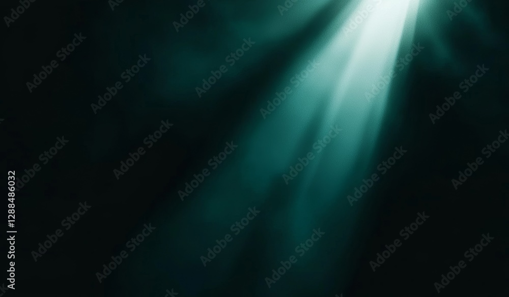 Poster a dark color gradient background with green blue lights set against a grainy black backdrop and inco