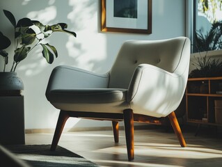 Living Room Chair and Plant