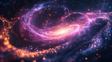 Obraz premium A vibrant cosmic swirl of pink and purple galaxies with sparkling stars in a deep space backdrop