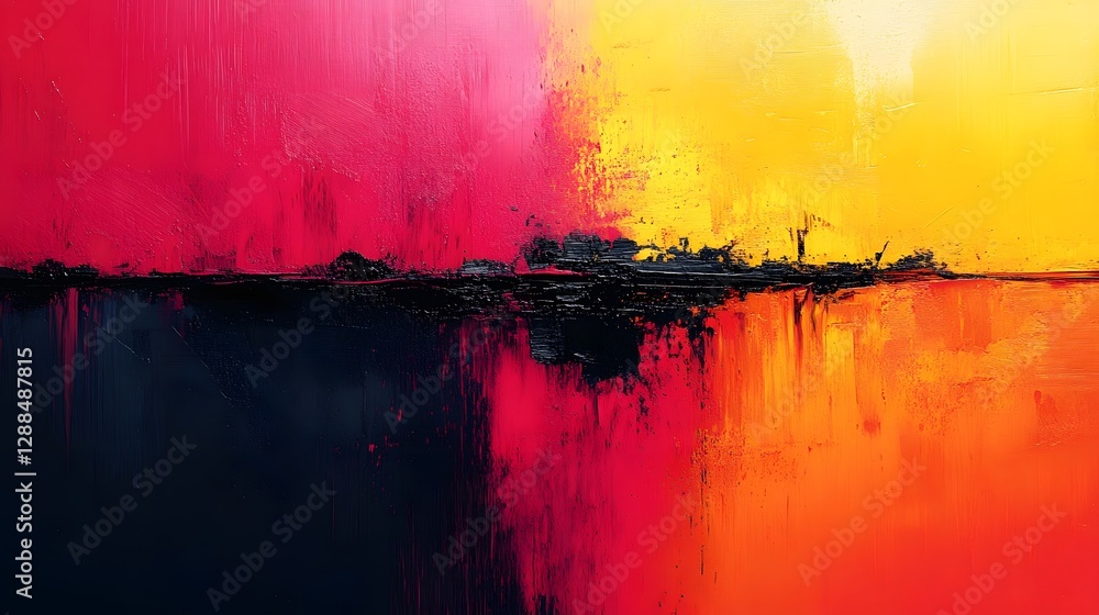 Aufkleber stunning abstract landscape painting featuring a vibrant and dynamic sunset scene with bold expressi