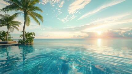 A tropical luxury Florida home with a large pool, palm trees, and breathtaking ocean views. stock photo --ar 16:9 --style raw --v 6 Job ID: 35b1a6de-1f80-4d83-95d3-5db65bd0e8c4