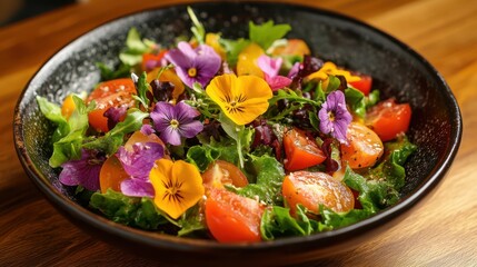 Colorful salad bowl made with farm-fresh vegetables, showcasing a healthy eating lifestyle and farm-to-table concept, vibrant presentation