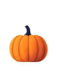 A pumpkin is shown in a cartoon style