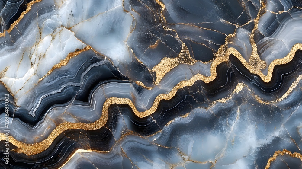 Poster Stunning abstract marble quartz geode texture with a dynamic golden shimmer pattern  This luxurious and glamorous background is perfect for high end fashion interior design home decor jewelry