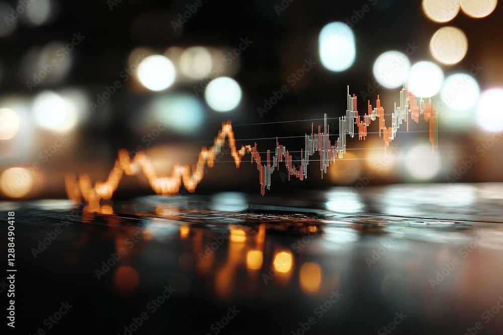 Poster financial data and stock market indicators are analyzed and displayed in statistic graphs