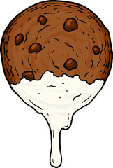 Illustration of Chocolate Chip Cookies Vector Art Style, Highlighting a Delicious and Soft Baked Dessert
