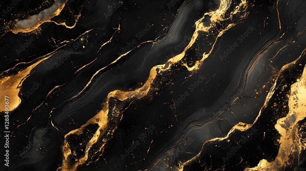 Poster stunning abstract marble texture with intricate golden veins and a dark dramatic composition this lu