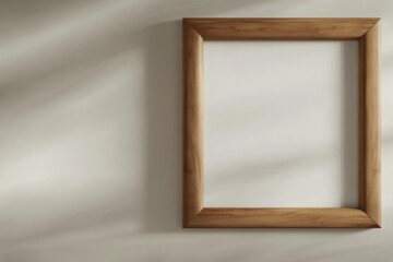 Empty wooden frame against softly lit wall, inviting creativity