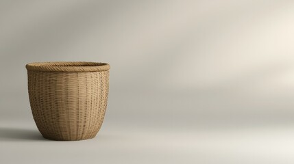 Minimalist wooden pot with elegant lines and soft lighting enhan