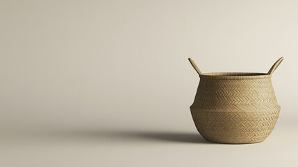 Minimalist clay pot with unique handles, showcasing earthy tones
