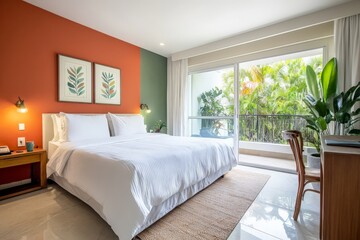 Modern Bright Bedroom with Workspace
