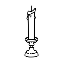 candlestick with candle in outline style
