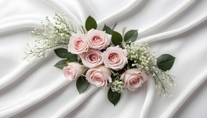 An Ethereal Arrangement Of Pastel Pink English Rose, An Ethereal Arrangement Of Coral-Pink roses With White Background, A Vibrant Pink Rose Bouquet With Scattered Pastels, A Vibrant Floral Arrangement