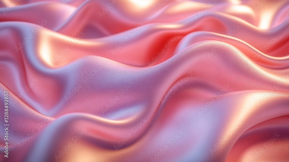 Poster pink satin fabric waves with soft folds and reflective sheen, creating an elegant and luxurious text