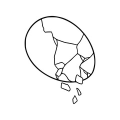 cracked egg line art vector illustration