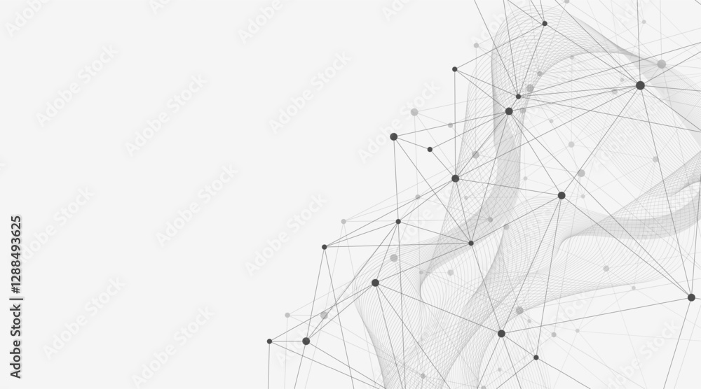 Poster Global network connection concept. Big data visualization. Social network communication in the global computer networks. Internet technology. Business. Science. Vector illustration