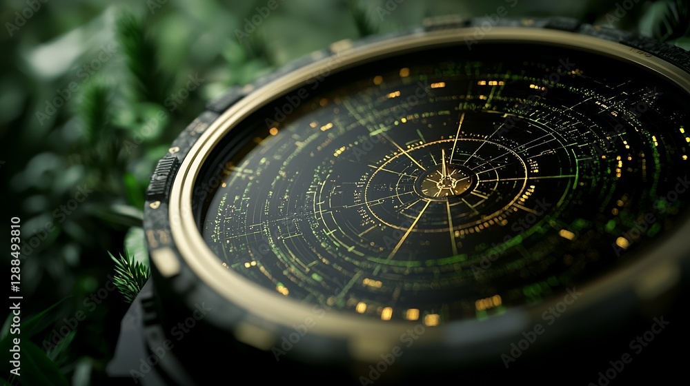 Poster a sonar screen is utilized for submarines and ships, displaying radar sonar with an object on a map,