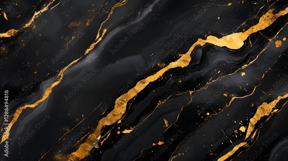 Aufkleber Stunning black and gold marble texture with captivating veined patterns creating a luxurious elegant and modern background or design element