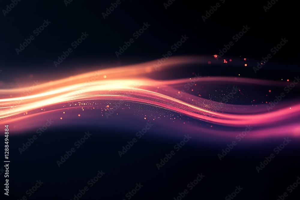 Poster Abstract glowing wave with particles.
