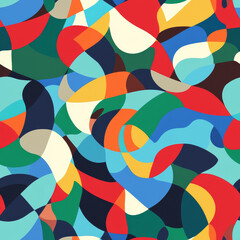 Obraz premium Colorful abstract pattern with flowing shapes and vibrant hues, creating lively and dynamic visual experience. Ideal for modern design projects