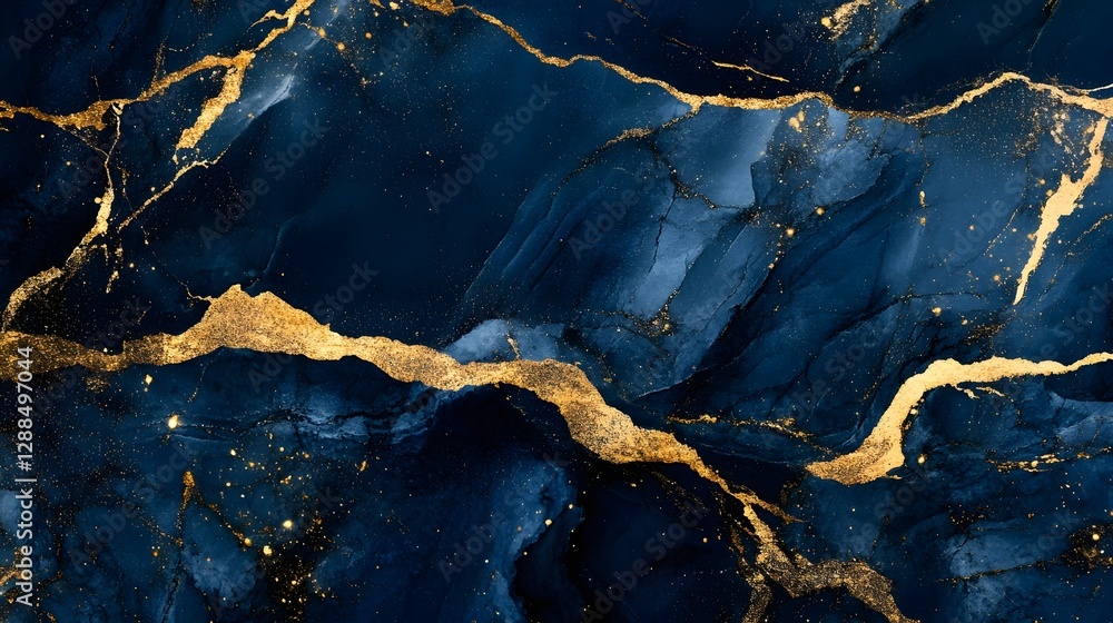 Poster Stunning celestial marble texture with glittering golden veins and mesmerizing abstract patterns creating a dynamic and enchanting visual experience  The intricate interplay of light shadow