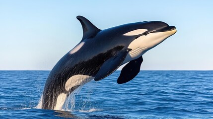 Killer Whale, orcinus orca, Adult breaching