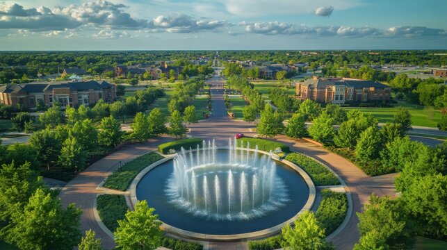 Aerial View of Keller, TX Neighborhood: Capturing Summer Panorama and Green Landscape