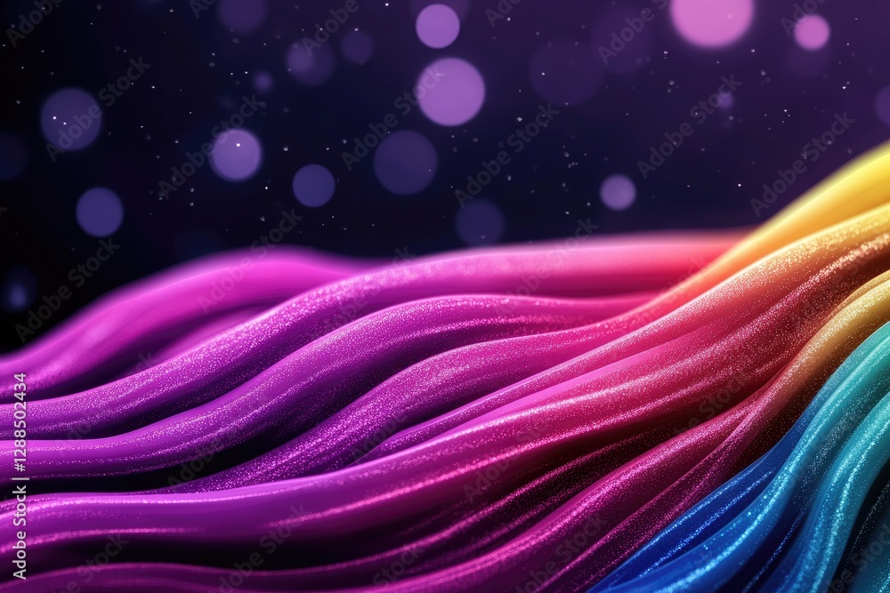 Aufkleber Rainbow colored wavy lines creating an abstract background with bokeh effect