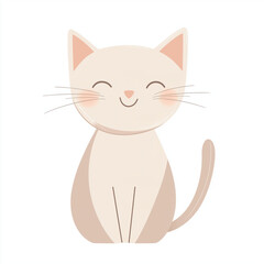 Fototapeta premium Smiling cat illustration in soft pastel colors.