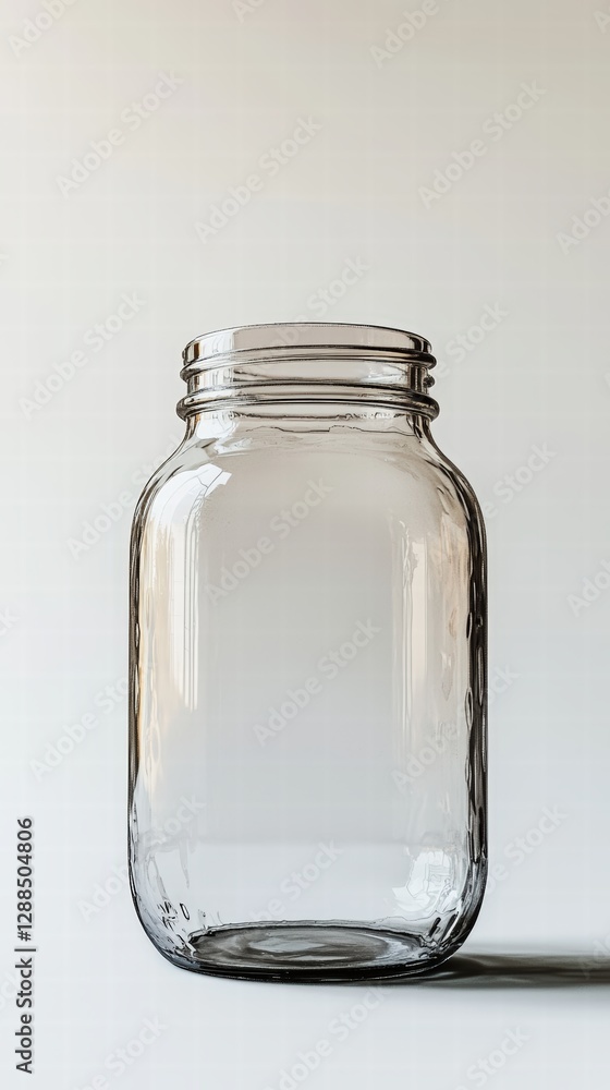 Poster clear glass jar resting on a table demonstrating its versatile functionality for storage and decor
