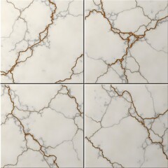 White Marble Tiles Gold Veins Seamless Texture

