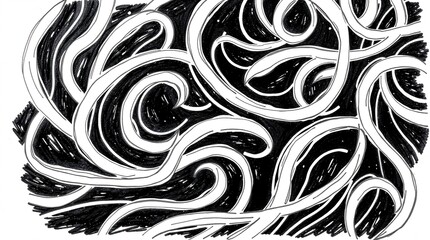 Fototapeta premium Dynamic Flowing White Lines on Black Background, Vector Illustration