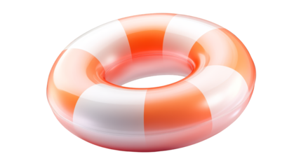 Classic red and white striped inflatable swimming ring, perfect for pool beach fun