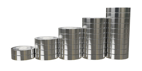 Coin Stack Growth Chart Graphic Design Silver Metallic Concept Materials
