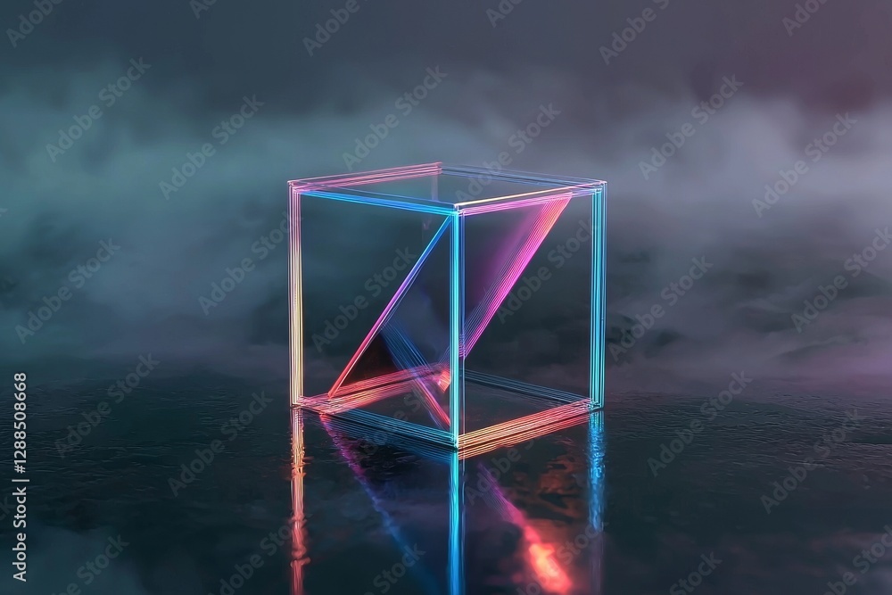 Poster a composition of squares and cube designs in a 3d rendering of geometric shapes creates a modern bac