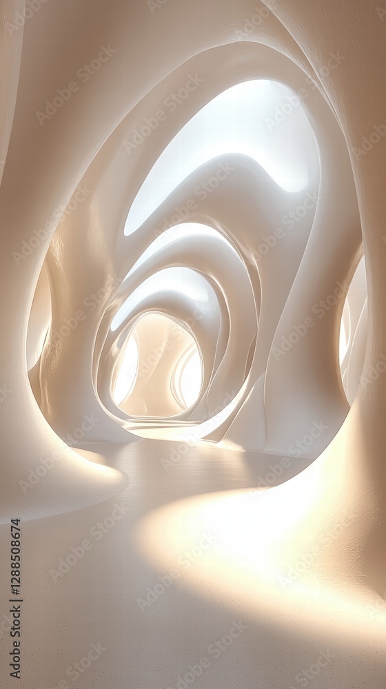 Poster bright white tunnel with soft light streaming through creating an ethereal and serene atmosphere