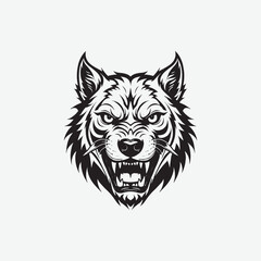Download a high-quality black and white vector silhouette of a fierce wolf or pitbull head in a tribal tattoo style. Perfect for logos, t-shirts, decals, and more. Get your bold and aggressive design 