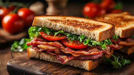 A classic BLT sandwich with crispy bacon, lettuce, and