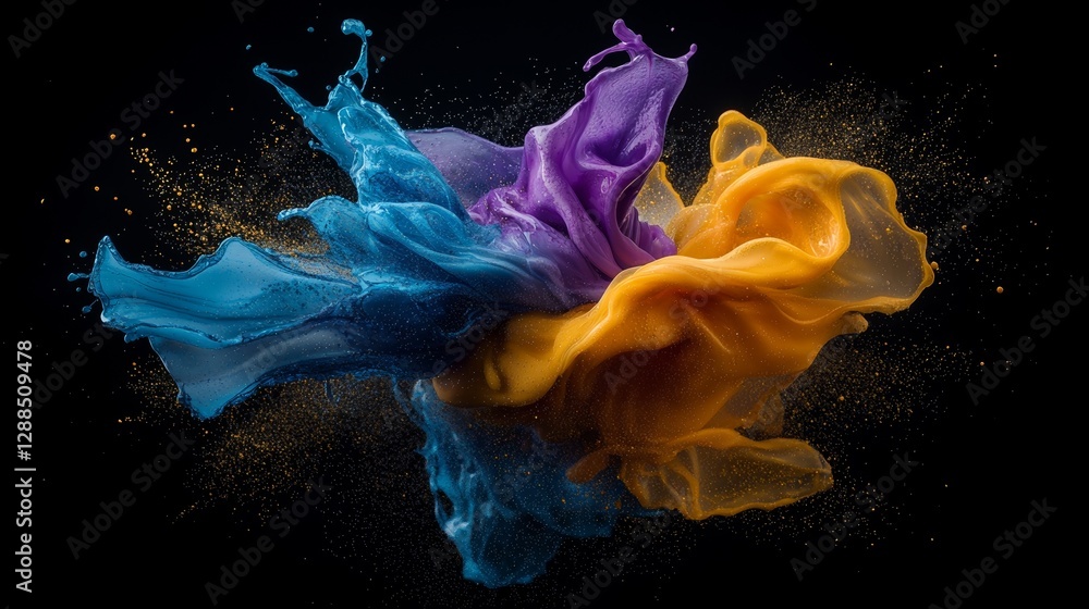 Poster The image features abstract lines and fluid colors on backgrounds, characterized by trendy and vibrant hues, all created through 3D rendering