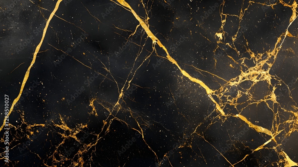 Poster This exquisite image showcases a captivating marbled backdrop with intricate golden veins running through a dark  luxurious surface  The mesmerizing texture and elegant design create a premium