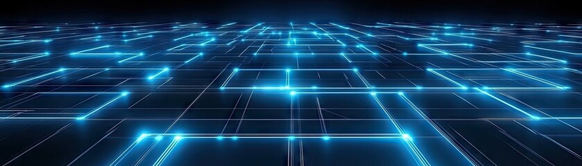 Obraz premium Futuristic digital grid, network connection, data flow, glowing lines, abstract background, tech concept