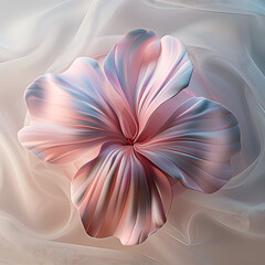 A pastel pink flower made of silk fabric